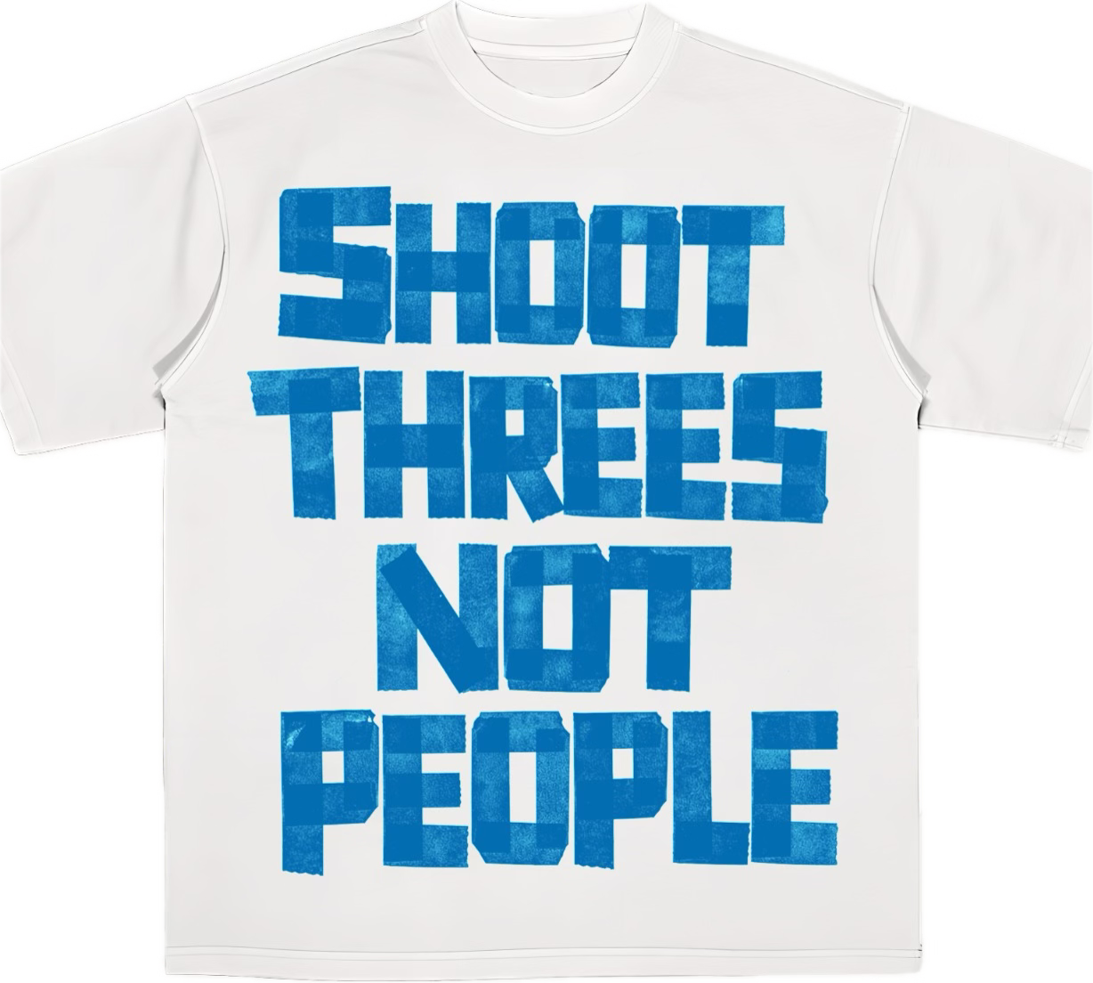 Blue Tape Shoot Threes Not People Heavyweight Tee – White / Blue